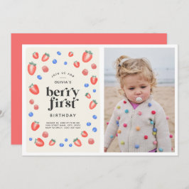 Berry First Birthday Strawberry Birthday Invitati Einladung