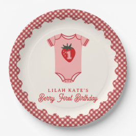 Berry First Birthday Strawberry Bodysuit Pappteller