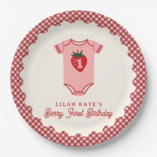 Berry First Birthday Strawberry Bodysuit Pappteller