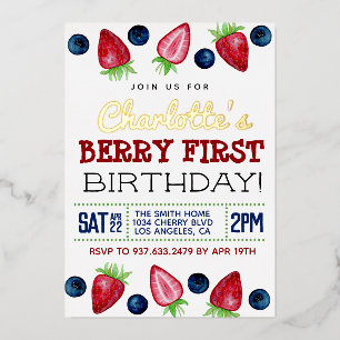 Berry First Birthday Strawberry Einladung