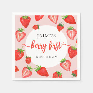 Berry First Birthday Strawberry Girl 1. Geburtstag Serviette