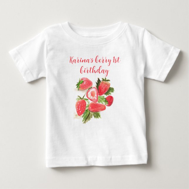 Berry First Birthday Strawberry Girl Baby T-shirt (Vorderseite)