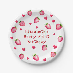 Berry First Birthday Strawberry Party Herz Pappteller