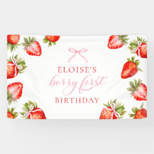 Berry First Birthday Strawberry Party Sign Banner