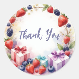 Berry First Birthday Strawberry Party - Vielen Dan Runder Aufkleber