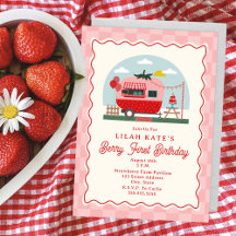 Berry First Birthday Strawberry Schachbrett Camper