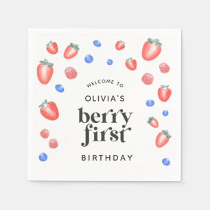 Berry First Birthday Strawberry Serviette