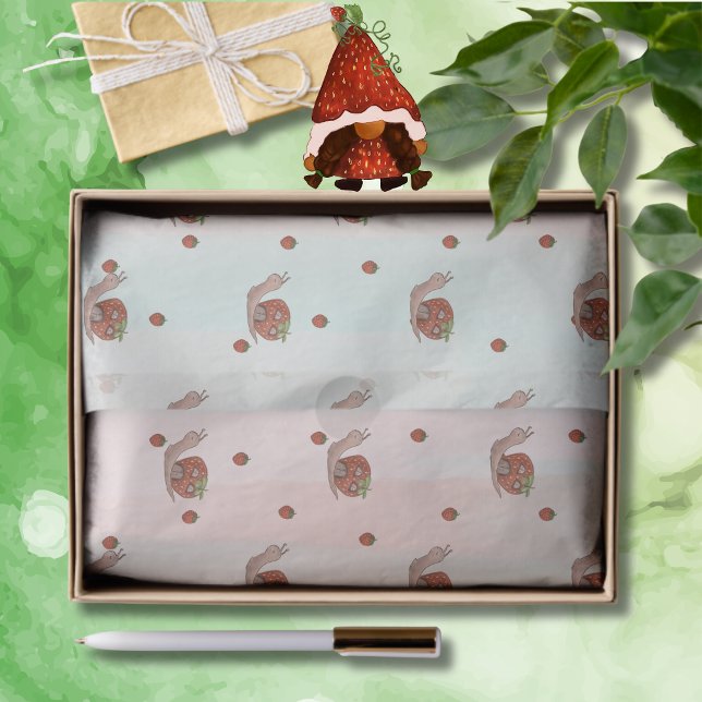 Berry First Birthday Strawberry Snail Seidenpapier (Berry First Birthday Strawberry Snail Tissue Paper)