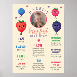 Berry First Birthday Sweet Watercolor Poster