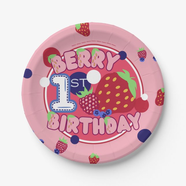 Berry First Birthday Tellers Pappteller (Vorderseite)
