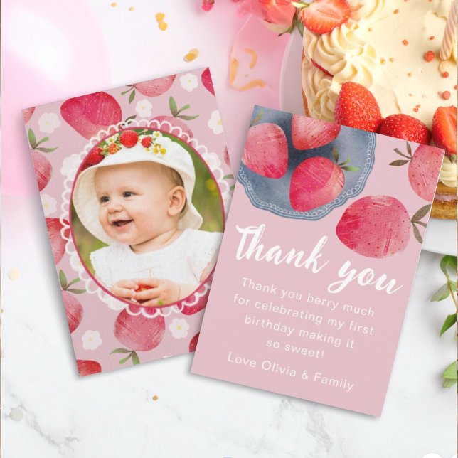 Berry First Birthday Thank You Card Dankeskarte (Von Creator hochgeladen)