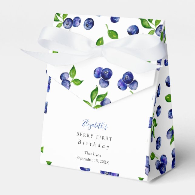 Berry First Birthday Watercolor Blueberry Niedlich Geschenkschachtel (Vorderseite)