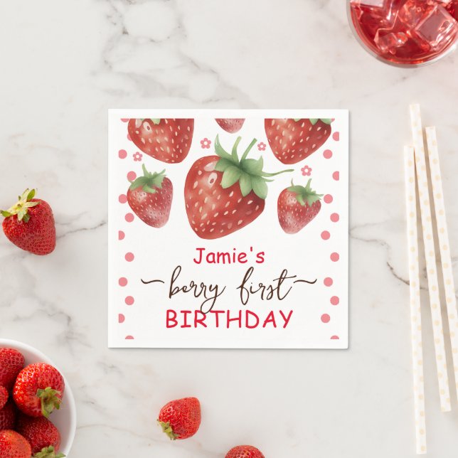 Berry First Birthday Watercolor Serviette (Beispiel)