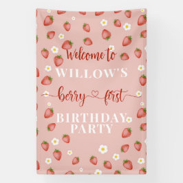 Berry First Birthday Welcome Sign Banner