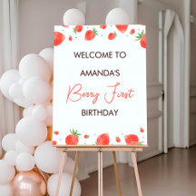 Berry First Birthday Welcome Sign