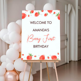 Berry First Birthday Welcome Sign Poster