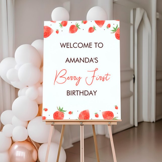 Berry First Birthday Welcome Sign Poster (Von Creator hochgeladen)