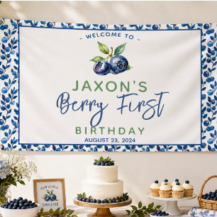 Berry First Blueberry 1. Geburtstag Party Banner