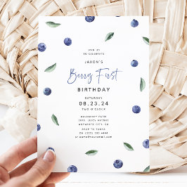 'Berry First' Blueberry 1. Geburtstags-Party Einladung