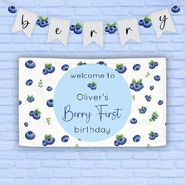 Berry First Blueberry Birthday Banner