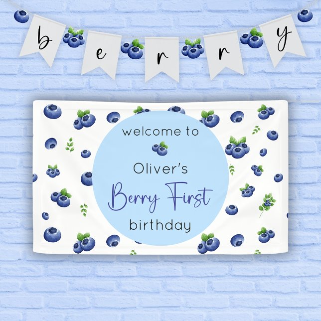Berry First Blueberry Birthday Banner (Von Creator hochgeladen)