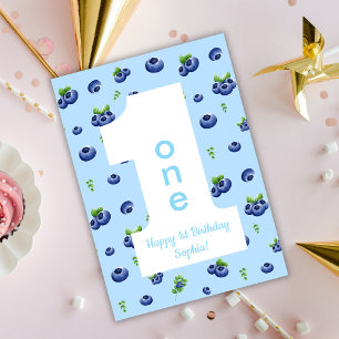 Berry First Blueberry Happy Birthday Karte