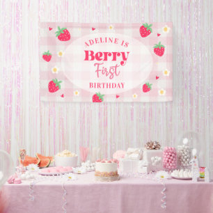 Berry First Cute 1. Geburtstag Erdbeere Banner