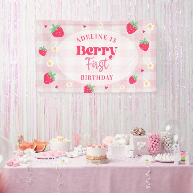 Berry First Cute 1. Geburtstag Erdbeere Banner (Party)
