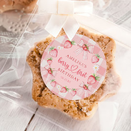 Berry First Cute 1. Geburtstag Erdbeere Klassiker Runder Aufkleber