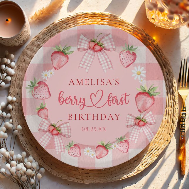 Berry First Cute 1. Geburtstag Erdbeere Pappteller (Von Creator hochgeladen)