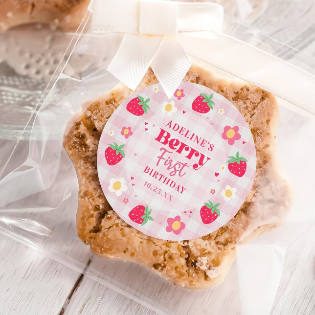 Berry First Cute 1. Geburtstag Erdbeere Runder Aufkleber (Von Creator hochgeladen)