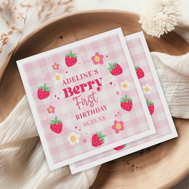 Berry First Cute 1. Geburtstag Erdbeere Serviette (Von Creator hochgeladen)