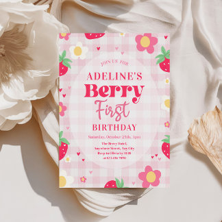 Berry First Cute 1st Birthday Strawberry Einladung