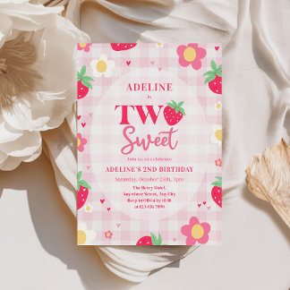 Berry First Cute 2nd Birthday Strawberry Einladung