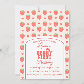 Berry First | Erdbeer-Mädchens 1. Geburtstagsfeier Einladung