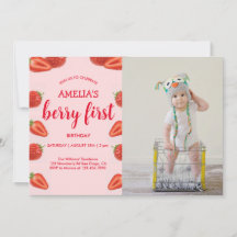 Berry First | Erdbeere 1. Geburtstag, rosa Foto