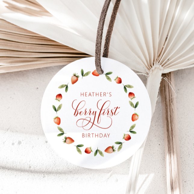 Berry First Favor Tags Geschenkanhänger (Berry First Birthday Strawberry Favor Tags by Painted Paperie
)