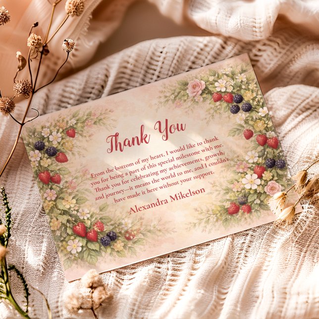 Berry First Garden 1st Birthday Dankeskarte (Von Creator hochgeladen)