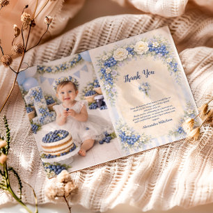 Berry First Garden Floral 1. Geburtstag Dankeskarte