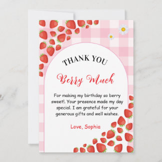 Berry first gingham birthday Thank You Card Karte