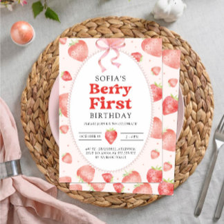 Berry First Red Strawberry 1. Sommer Geburtstag Einladung