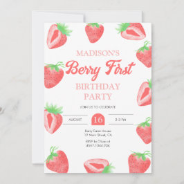 Berry First Strawberry 1. Geburtstag Einladung