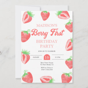 Berry First Strawberry 1. Geburtstag Einladung