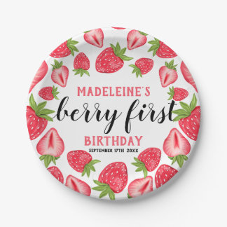 Berry First Strawberry 1. Geburtstag Party Custom Pappteller