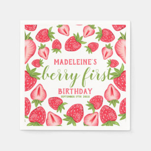 Berry First Strawberry 1. Geburtstag Personalisier Serviette