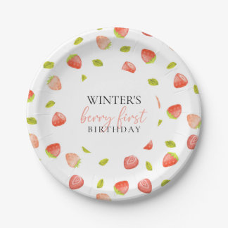 Berry First Strawberry Birthday Party Pappteller
