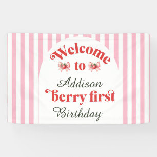 Berry First Strawberry & bow 1. Geburtstag Banner