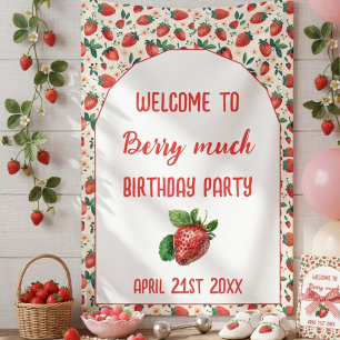 Berry First Strawberry Girl 1. Geburtstag Party Banner