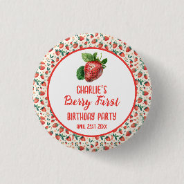 Berry First Strawberry Girl 1. Geburtstag Party Button