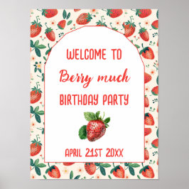 Berry First Strawberry Girl 1. Geburtstag Party Poster